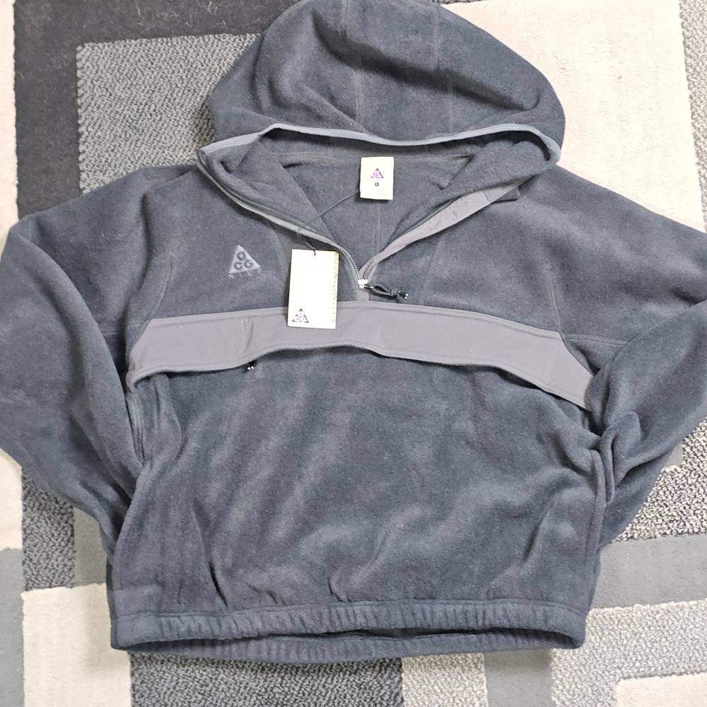 Nike ACG Fleece Anorak Hoodie Womens Large Grey NEW
